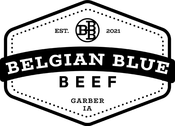 Belgian Blue Beef Logo that includes "Est. 2021 Garber, IA"